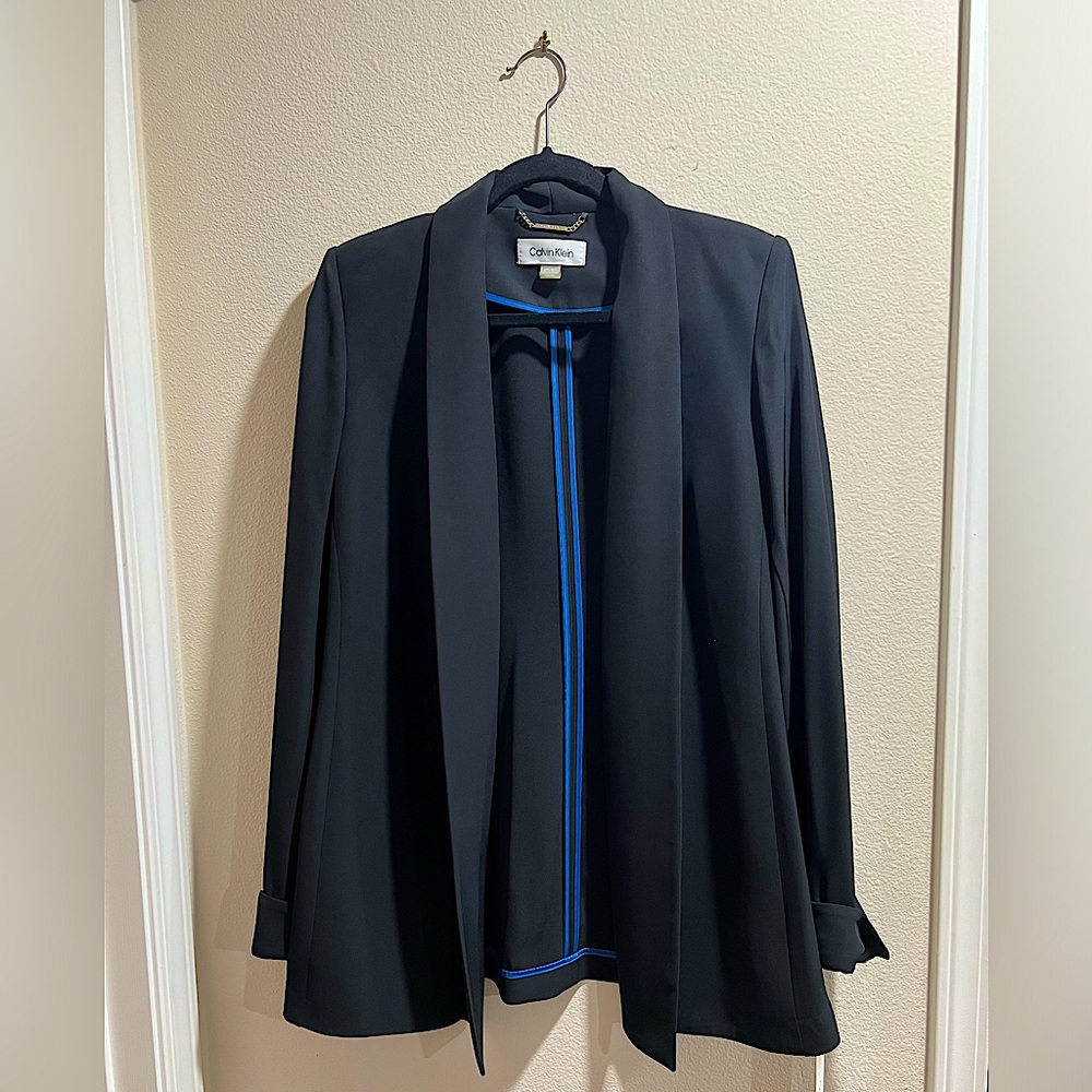 Calvin Klein Open Front Black Suit Jacket Blazer (Size Medium)
